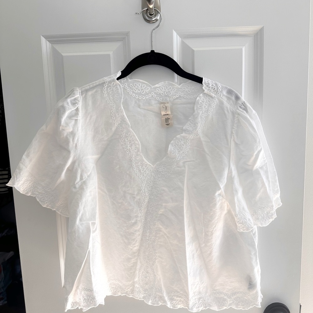 Joie White Peasant Linen Blend Blouse